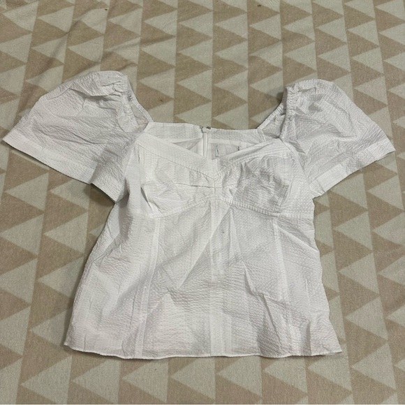 Tanya Taylor sweetheart puff sleeve blouse white - Picture 2 of 4